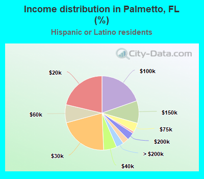 Income distribution in Palmetto, FL (%)