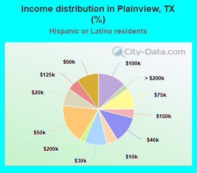 Income distribution in Plainview, TX (%)