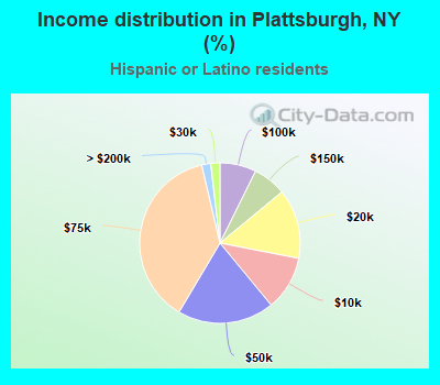Income distribution in Plattsburgh, NY (%)