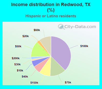 Income distribution in Redwood, TX (%)