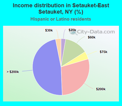 Income distribution in Setauket-East Setauket, NY (%)