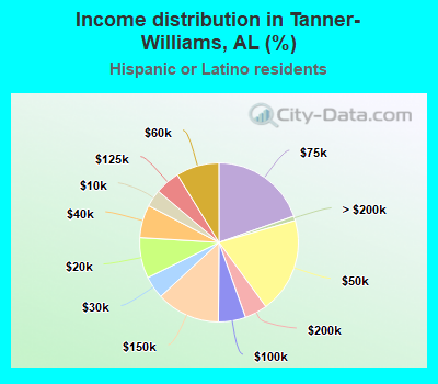 Income distribution in Tanner-Williams, AL (%)