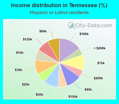 Income distribution in Tennessee (%)
