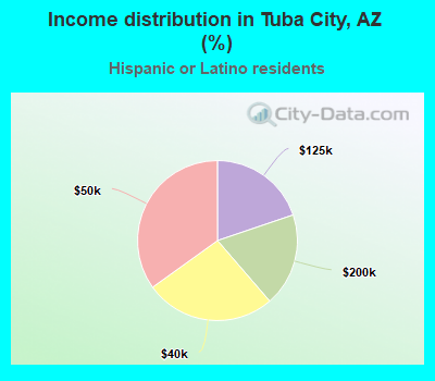 Income distribution in Tuba City, AZ (%)