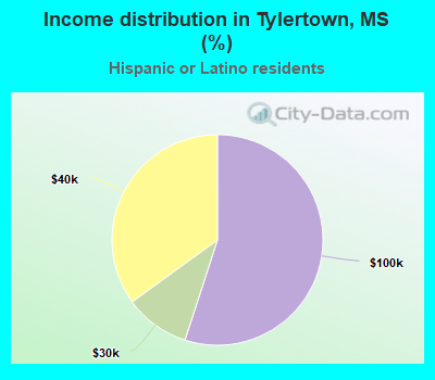 Income distribution in Tylertown, MS (%)