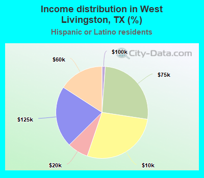 Income distribution in West Livingston, TX (%)