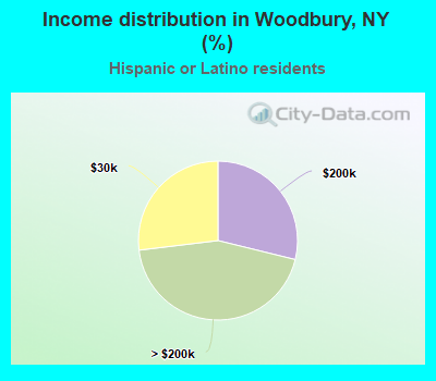 Income distribution in Woodbury, NY (%)