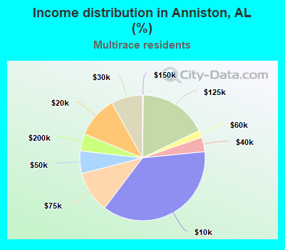 Income distribution in Anniston, AL (%)