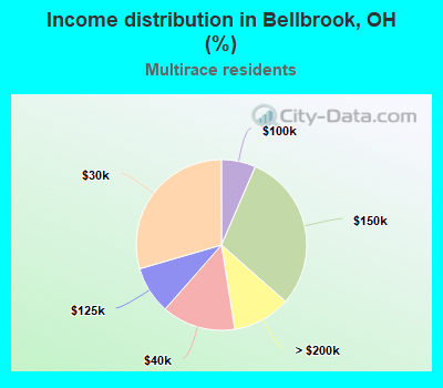 Income distribution in Bellbrook, OH (%)