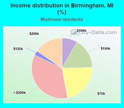 Income distribution in Birmingham, MI (%)