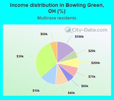 Income distribution in Bowling Green, OH (%)