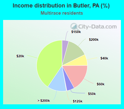 Income distribution in Butler, PA (%)