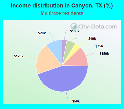 Income distribution in Canyon, TX (%)