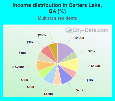 Income distribution in Carters Lake, GA (%)