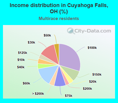 Income distribution in Cuyahoga Falls, OH (%)