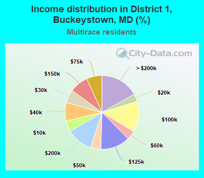 Income distribution in District 1, Buckeystown, MD (%)