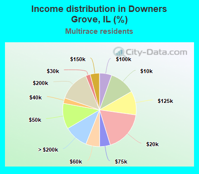 Income distribution in Downers Grove, IL (%)