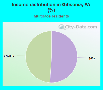 Income distribution in Gibsonia, PA (%)