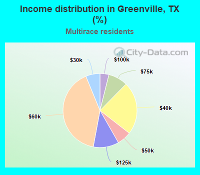 Income distribution in Greenville, TX (%)