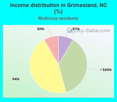 Income distribution in Grimesland, NC (%)