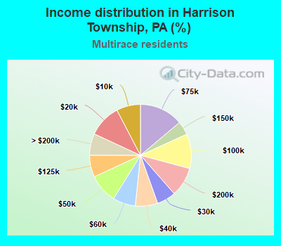 Income distribution in Harrison Township, PA (%)