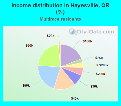 Income distribution in Hayesville, OR (%)
