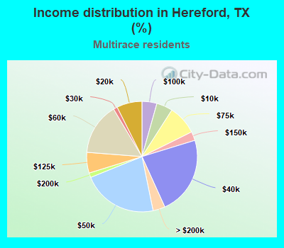 Income distribution in Hereford, TX (%)