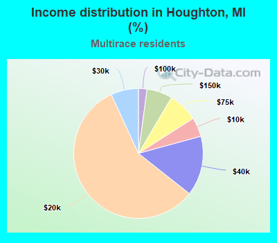 Income distribution in Houghton, MI (%)
