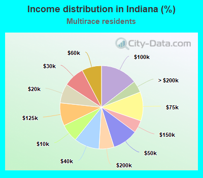 Income distribution in Indiana (%)
