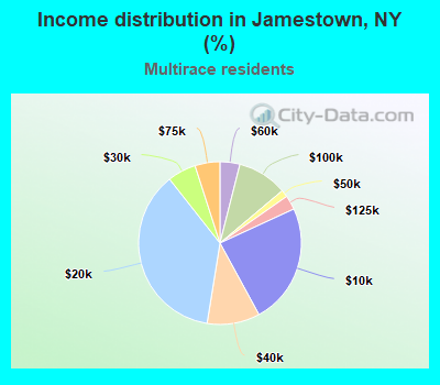 Income distribution in Jamestown, NY (%)
