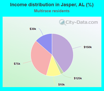 Income distribution in Jasper, AL (%)