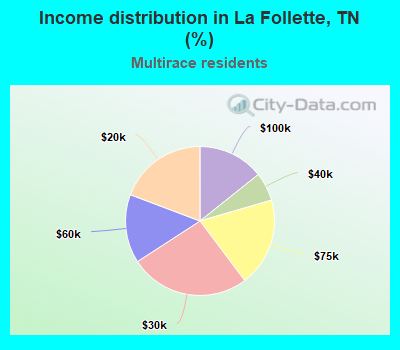 Income distribution in La Follette, TN (%)