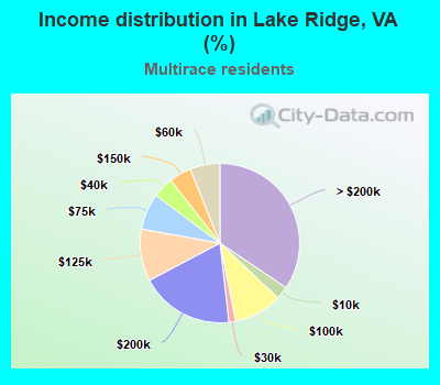 Income distribution in Lake Ridge, VA (%)