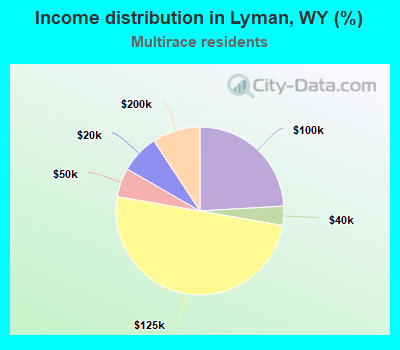 Income distribution in Lyman, WY (%)