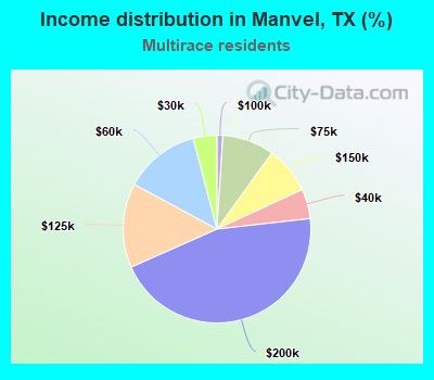 Income distribution in Manvel, TX (%)