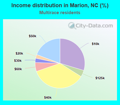 Income distribution in Marion, NC (%)