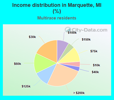 Income distribution in Marquette, MI (%)