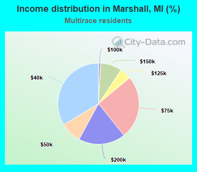 Income distribution in Marshall, MI (%)