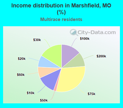 Income distribution in Marshfield, MO (%)