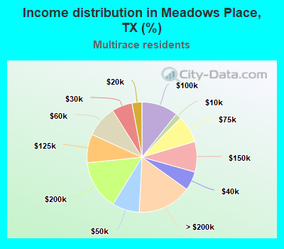 Income distribution in Meadows Place, TX (%)