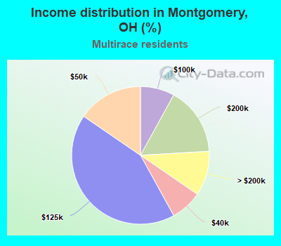 Income distribution in Montgomery, OH (%)