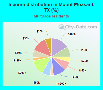 Income distribution in Mount Pleasant, TX (%)