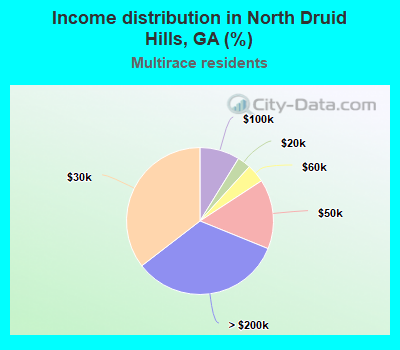 Income distribution in North Druid Hills, GA (%)
