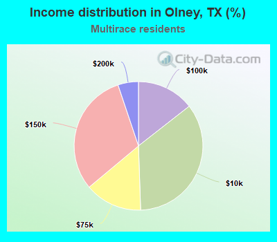 Income distribution in Olney, TX (%)