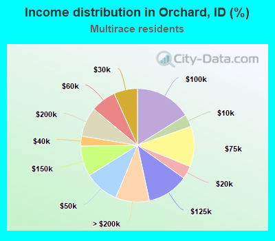 Income distribution in Orchard, ID (%)