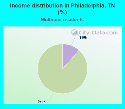 Income distribution in Philadelphia, TN (%)