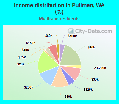 Income distribution in Pullman, WA (%)