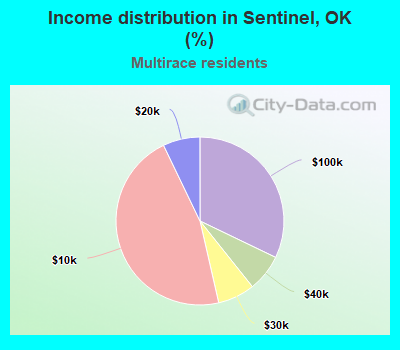 Income distribution in Sentinel, OK (%)