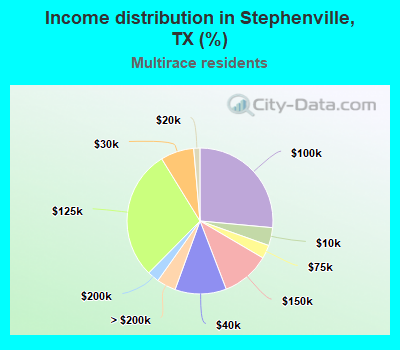 Income distribution in Stephenville, TX (%)