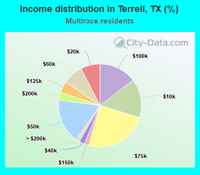 Income distribution in Terrell, TX (%)